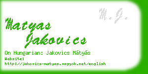 matyas jakovics business card